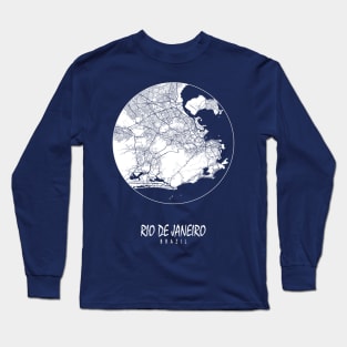 Rio de Janeiro, Brazil City Map - Full Moon Long Sleeve T-Shirt